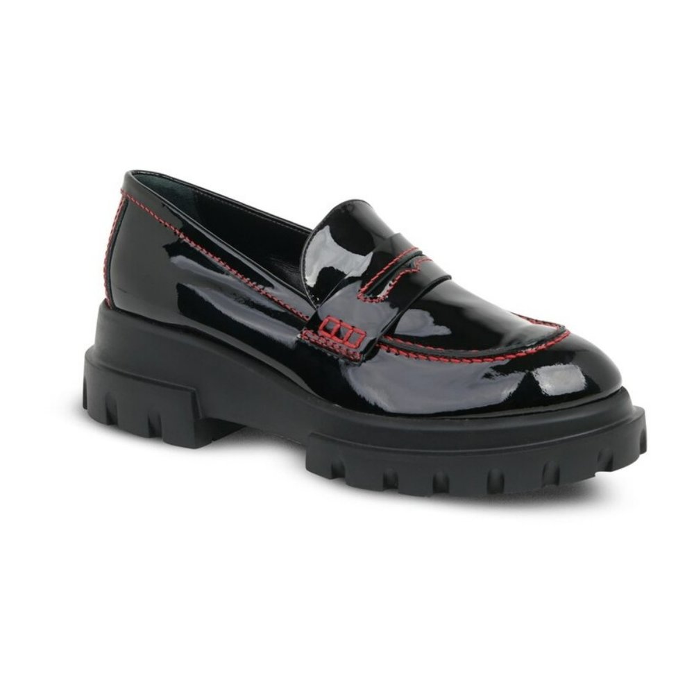 Agl Penny Loafer Black Patent Lug Sole Plaftorm Red S… Gem